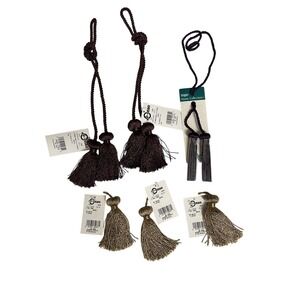 Lot  6 Conso New  Burgundy Chair Tie Curtain Tie Back Cords and 3 Gold Tassels